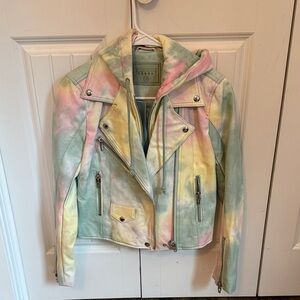 Tie-Dye Biker Jacket XS Removable Hood
